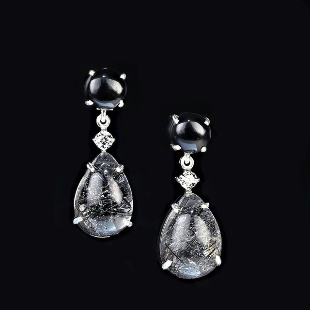 Traditional AJD Sophisticated Black and White Earrings - 2 Pieces For Sale - Image 3 of 4
