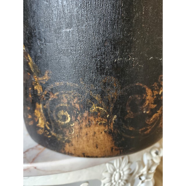 Black 19th C. Chinoiserie Leather Umbrella Stand For Sale - Image 8 of 10