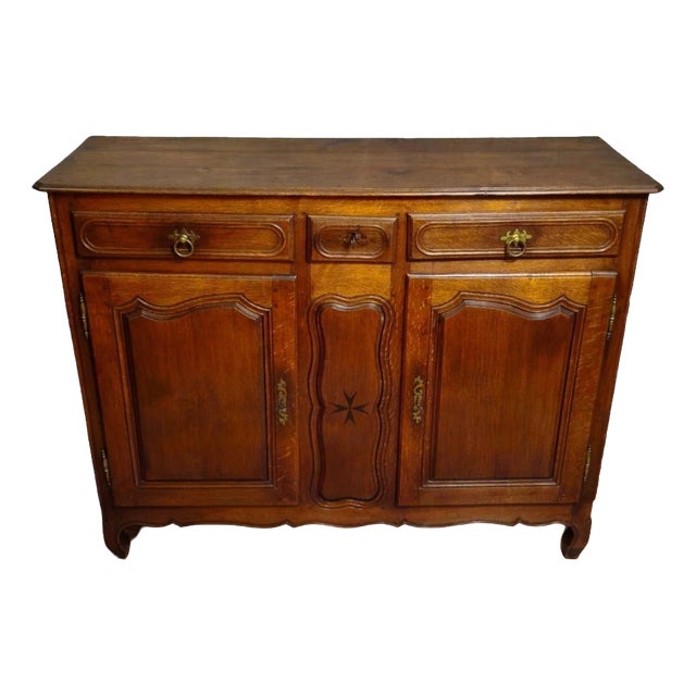 Antique 18th Century Louis XV Regional Low Sideboard in Oak For Sale