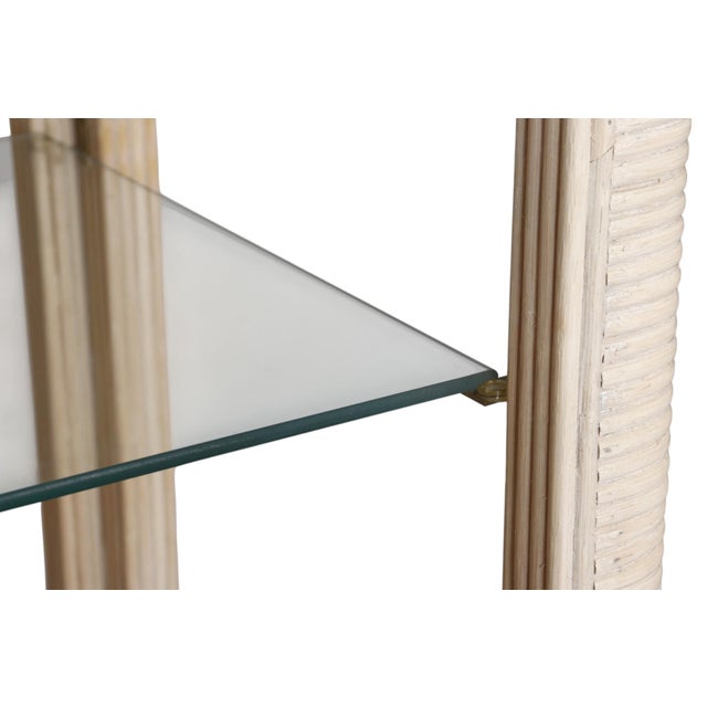Late 20th Century Gabriella Crespi Style Pencil Wood Bamboo & Glass Etagere For Sale - Image 5 of 9