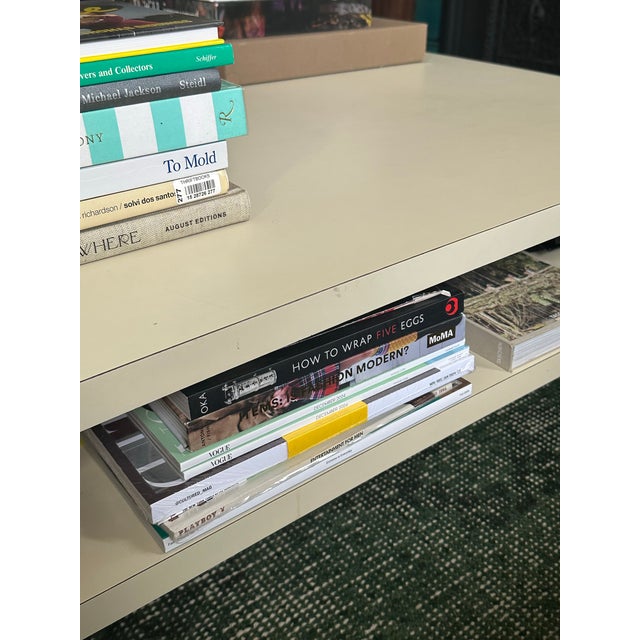 1990s Off-White Square Two-Tier Coffee Table For Sale In New York - Image 6 of 6