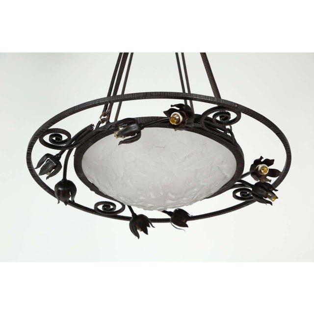 Muller Frères 1930s French Fixture With Muller Freres Signed Shade For Sale - Image 4 of 7