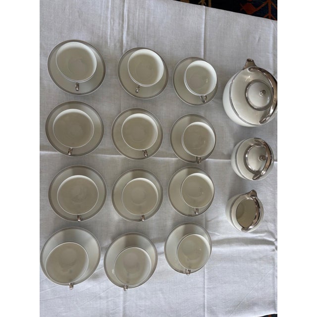 Belle Époque Porcelain Tea Service with Silver Trim by Charles Ahrenfeldt for Limoges, 1890s, Set of 27 For Sale - Image 9 of 9