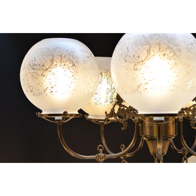 1990s Victorian Revival Gas & Electric 13 Light Brass Chandelier by ...
