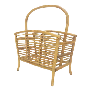 Rattan Bamboo Mid Century Modern c1960s Magazine Rack Super Clean