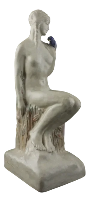 Edith Annie Laidman, Art Nouveau Sculpture of Daphne with Laurel, Pelicans and Parrots, Ceramic