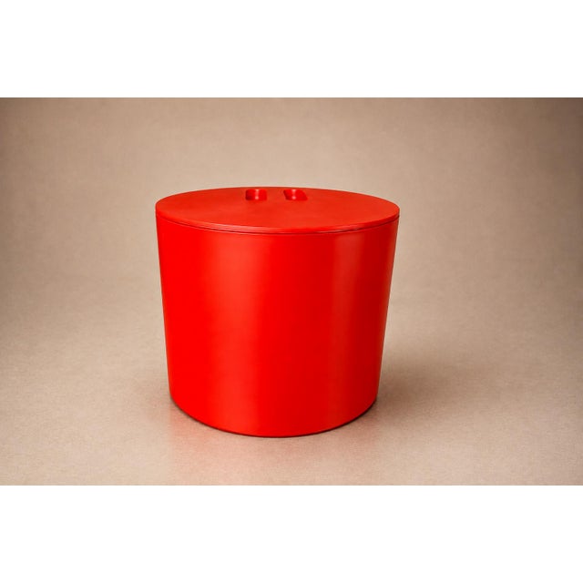 1970s Jorge Zalszupin, Paulo Jorge Pedreira and Oswaldo Mellone “Eva” Ice Bucket in Red Plastic, Brazil For Sale - Image 17 of 18