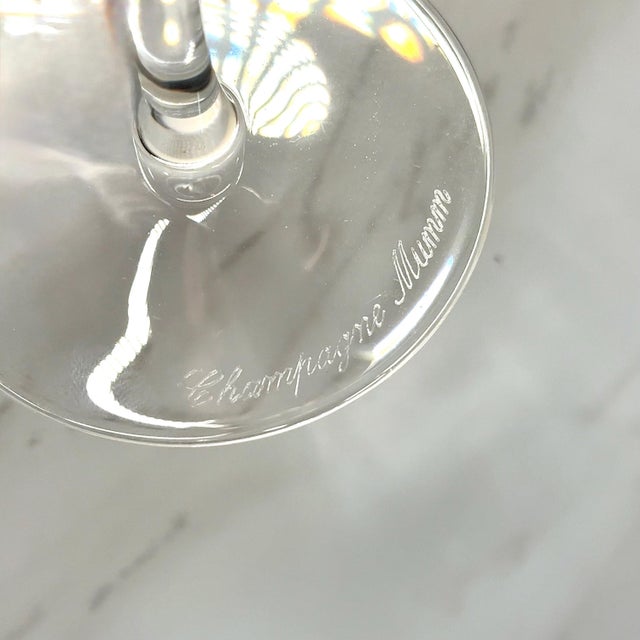 1980s 1980s g.h. Mumm "Cordon Rouge" Hand-Blown Champagne Flutes (Pair) For Sale - Image 5 of 5