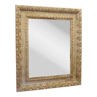 Vintage Renaissance Style Whitewashed Weathered Mirror For Sale