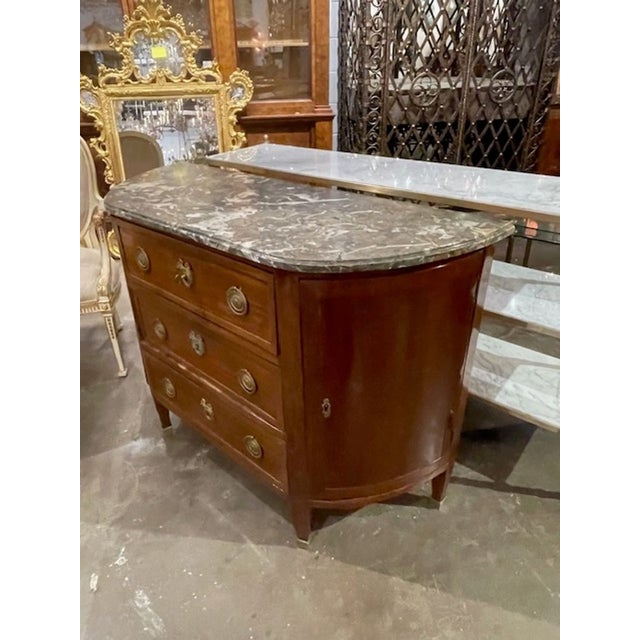 Wood French Louis XVI Walnut Demi-Lune Side Cabinet For Sale - Image 7 of 7