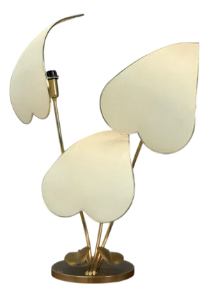 Italian Modern, Gilt Iron, Fabric, Large Table Lamp, Italy, 1970s