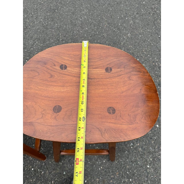 Solid Cherry Saddle Seat Bar Stool by Hunt Furniture Wingdale New York For Sale - Image 9 of 10