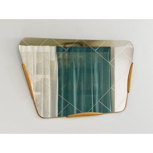 Large Trapezoidal Golden Wall Mirror with Engraved Diamond Pattern by Gio Ponti, 1950s For Sale - Image 9 of 15