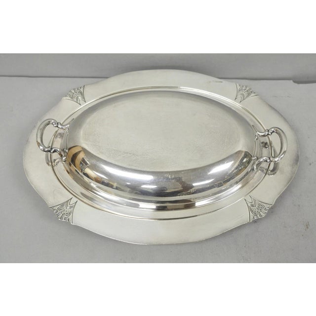 Vintage Victor Sp Co Art Deco Silver Plated Covered Vegetable Serving Dish For Sale - Image 11 of 11