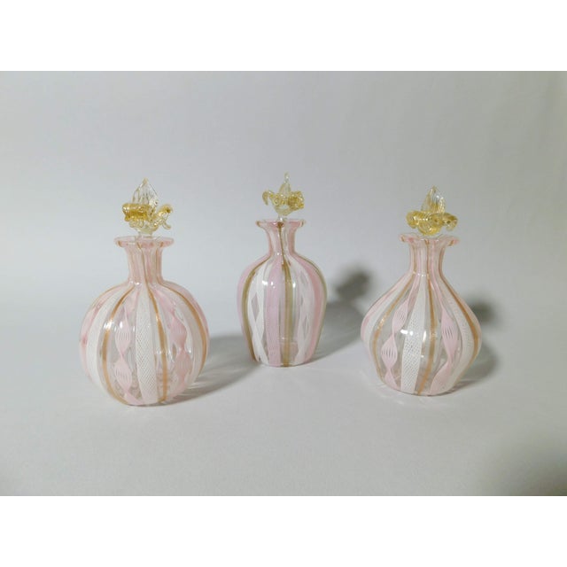 Italian Set of 3 Murano Glass Perfume Bottles For Sale - Image 3 of 7