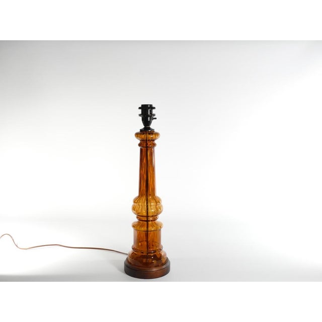 Scandinavian Modern Amber Glass Table Lamp by Miranda, 1970s For Sale - Image 14 of 18