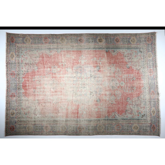 Tribal Handmade Tribal Oushak Rug - 7′2″ × 10′2″ For Sale - Image 3 of 12