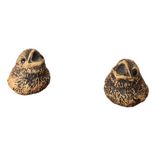 Mid-Century Modern German Studio Pottery Little Bird Figurines from Worspweder Keramik, 1960s, Set of 2 For Sale
