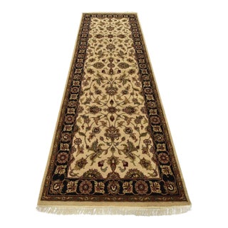 Agra Runner 4’1” X 11’10” Beige Wool Traditional Hand-Knotted Oriental Rug For Sale