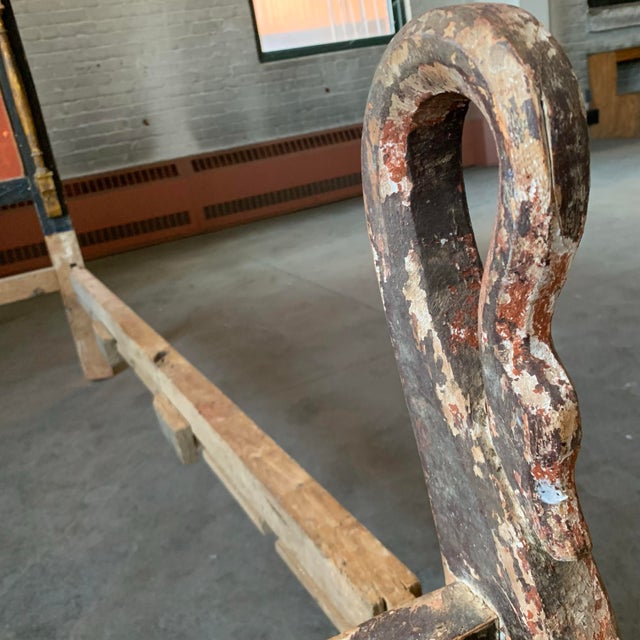 Late 19th Century Antique Folk Art Primitive Hand Painted Carved Bed With Swan Carvings For Sale - Image 5 of 12