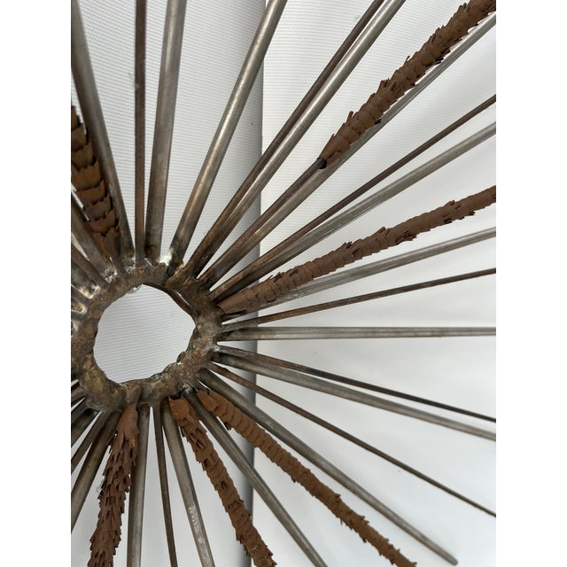 Metal 42” Vintage Metal Sunburst Wall Sculpture For Sale - Image 7 of 9