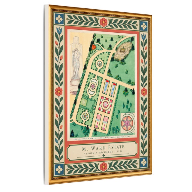 Atelier Aria Lumae the Grand Estate Cartography Set of 4 Faux Antique Gold Frame Fine Art Hge Gallery Board Prints Wall Space 26 X 34 For Sale - Image 10 of 14