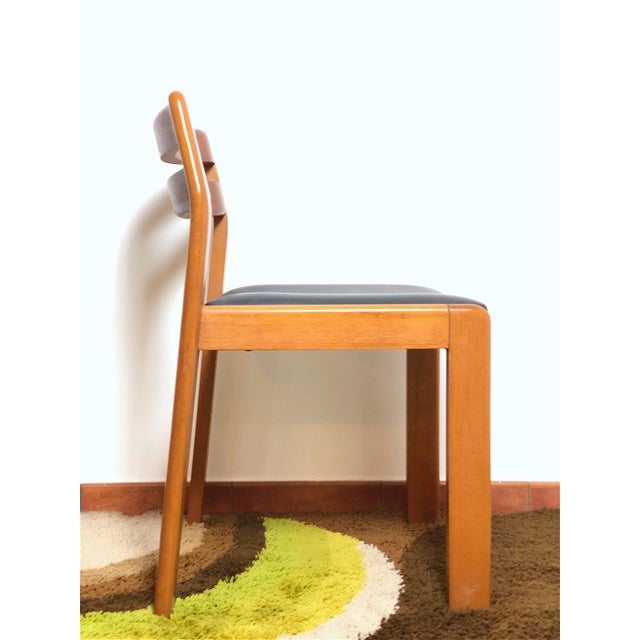 Vintage Walnut & Leather Chairs, Italy, 1970s, Set of 4 For Sale - Image 18 of 18