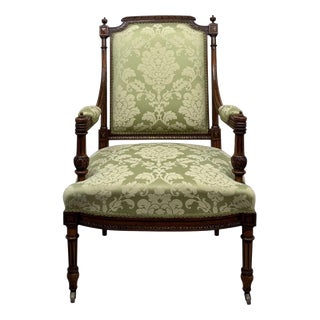 19th Century French Walnut Open Armchair For Sale