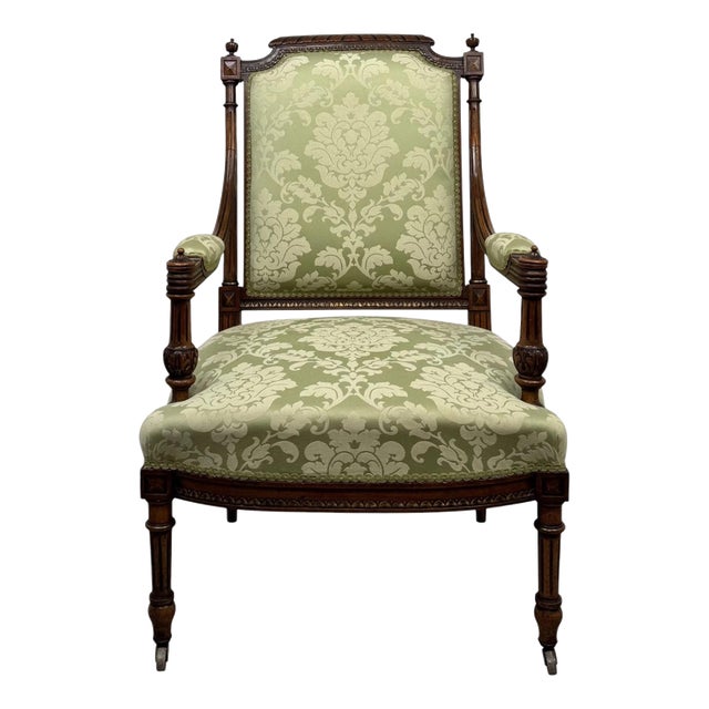 19th Century French Walnut Open Armchair For Sale