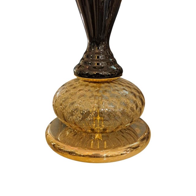 Black and Gold Murano Glass Lamps, 1950s, Set of 2 For Sale - Image 4 of 6
