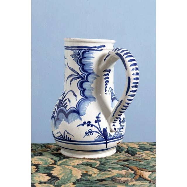Large Blue and White Jug from Nevers Faience For Sale - Image 4 of 10