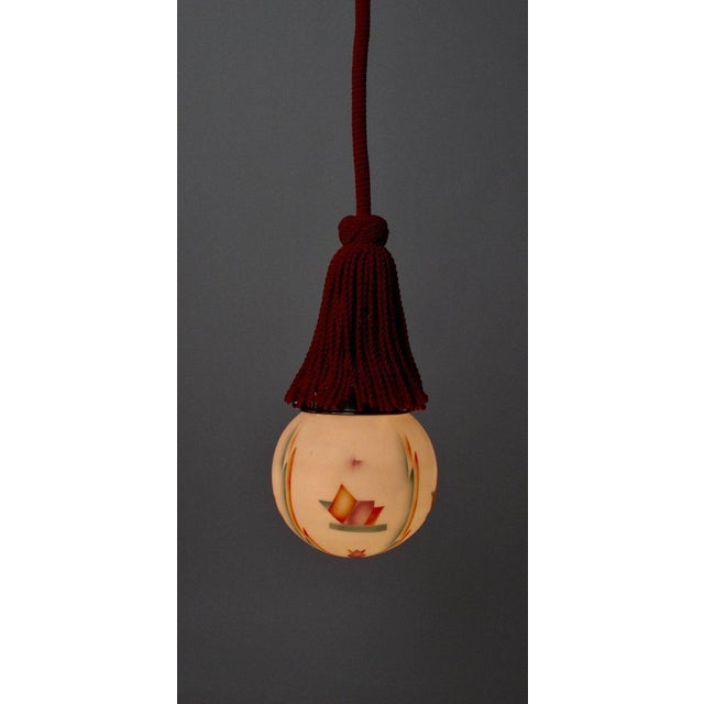Pendant Light with Spritz Decor Glass Globe and Posement, Austria, 1920s For Sale - Image 13 of 18