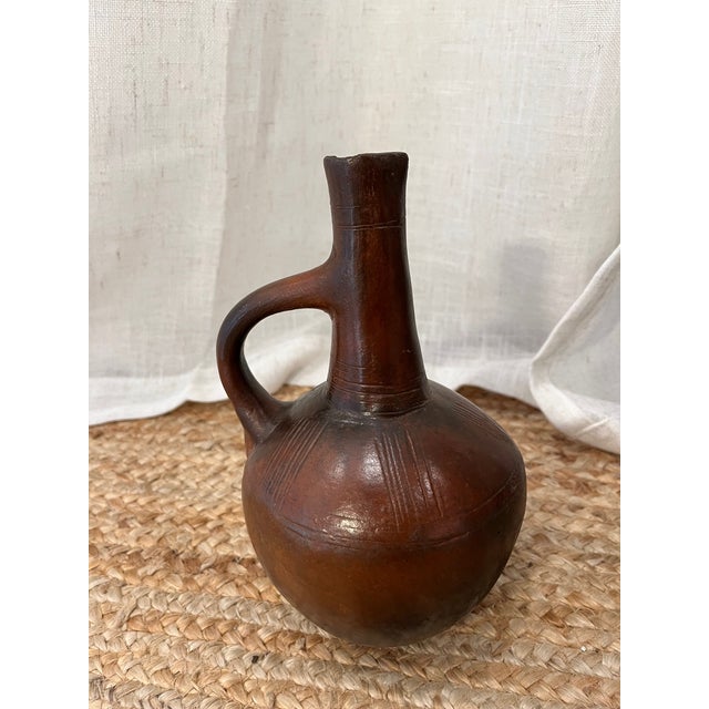 African Antique African Ethiopian Terracotta Jebena Jar Container For Sale - Image 3 of 15