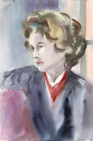 Eve Nethercott, Portrait of a Woman (P5.24), Watercolor on Paper