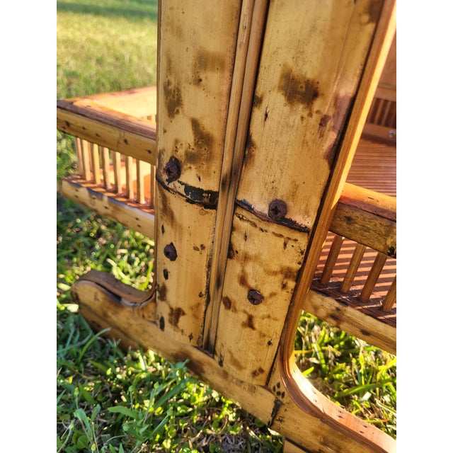 Mid 20th Century Burnt Bamboo 3-Tier Standing Butler Caddy For Sale In Mobile - Image 6 of 11