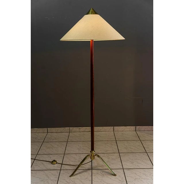 Rare Rupert Nikoll floor lamp vienna around 1950s Wood polished The fabric shade is replaced ( new ) I have official proof...