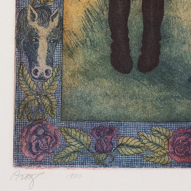 'Surreal Landscape, Preparing for the Hunt' by Roberta Loach, 1980, Performers With a Horse and Fox For Sale - Image 4 of 14