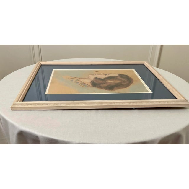 Mid Century Modern Female Framed Original Pastel Portrait For Sale In Houston - Image 6 of 12