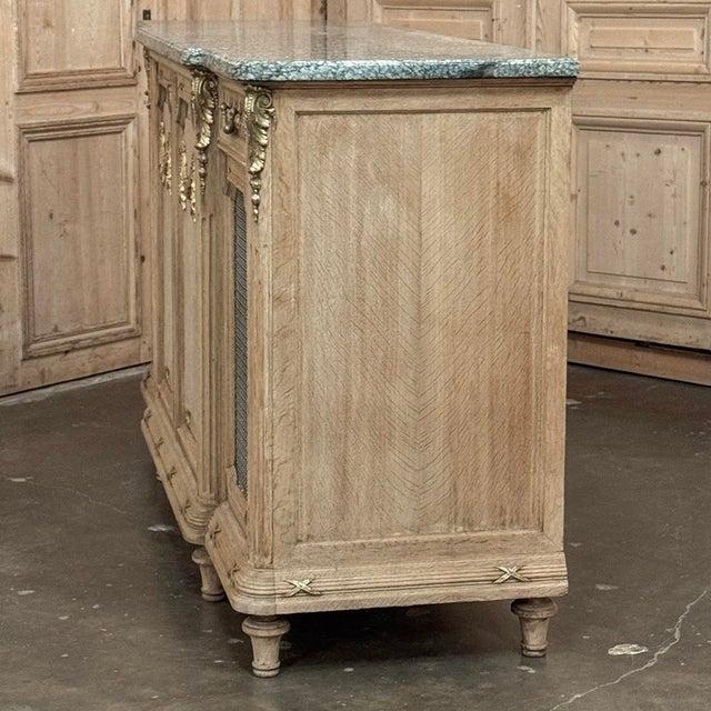 19th Century Louis XVI Stripped Oak and Ormolu Marble Top Buffet For Sale - Image 13 of 18