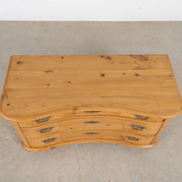 19th Century Danish Pine Curved Chest of Three Drawers For Sale - Image 4 of 15