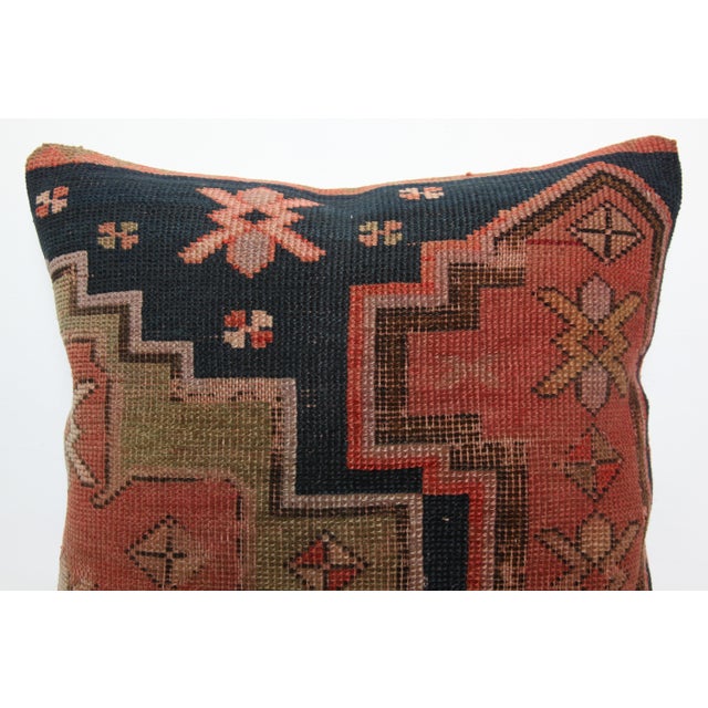 Early 20th Century Handwoven Antique Caucasian Kazak Rug Pillow Cover -20'' X 20'' For Sale - Image 5 of 10