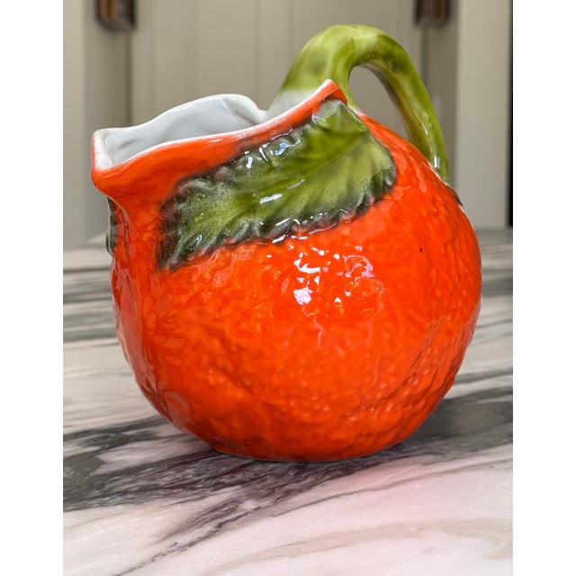 Vintage Majolica Style Citrus Motif Pitcher For Sale - Image 11 of 14