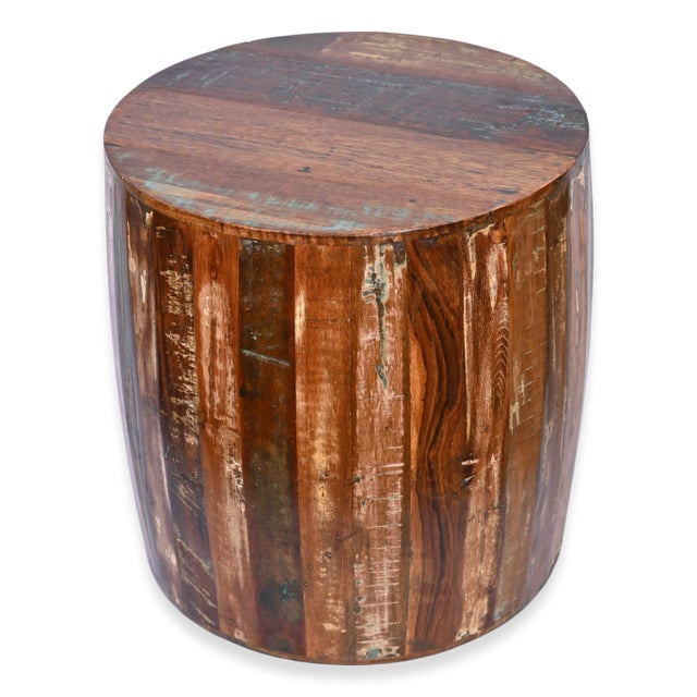 Rustic Reclaimed Drum Barrel Shaped Side Table For Sale In Dallas - Image 6 of 6
