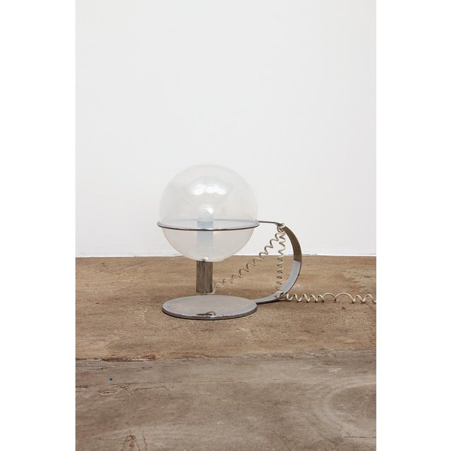 Silver Italian Table Lamp in Chrome with Glass, 1960s For Sale - Image 8 of 16