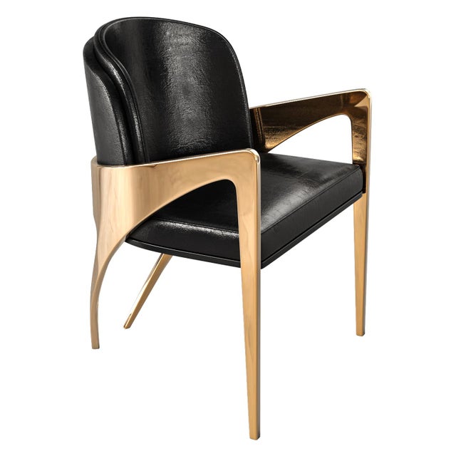 Bronze "Amalfi 2" Chair, With Bronze and Tailor Made Leather For Sale - Image 8 of 11