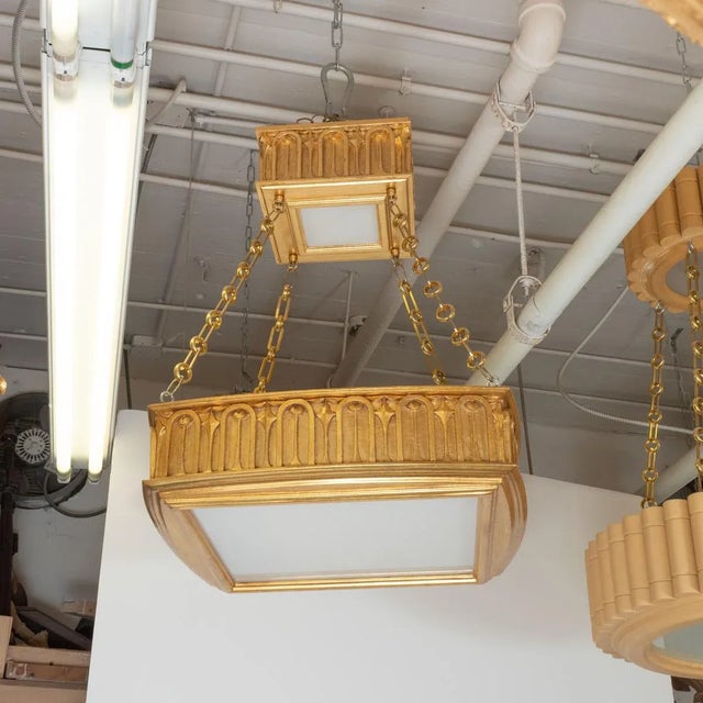 Modern Two-Tier Giltwood Pendant by Carlos Villegas For Sale - Image 3 of 10