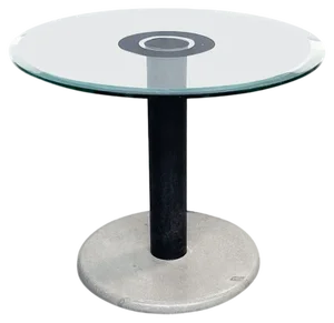 Italian Modern Coffee Table in Green Glass, Black Metal and Grey Stone, 1980s