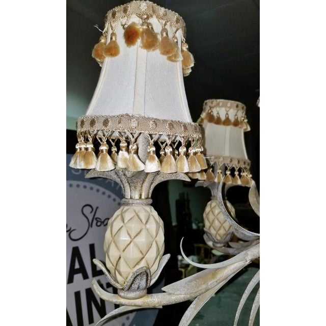 Metal 1980s Quoizel Pineapple Tole Chandelier For Sale - Image 7 of 13