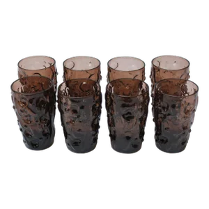 Set of Eight "El Rancho" Morocco Brown Juice Glasses by Bryce Brothers