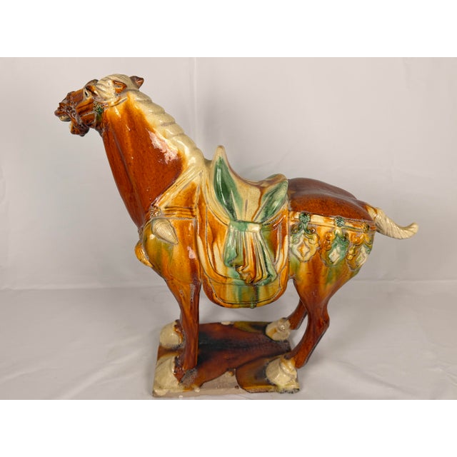 Ceramic Large Chinese Sancai Glazed Pottery Horse in the Tang Dynasty Style For Sale - Image 7 of 8